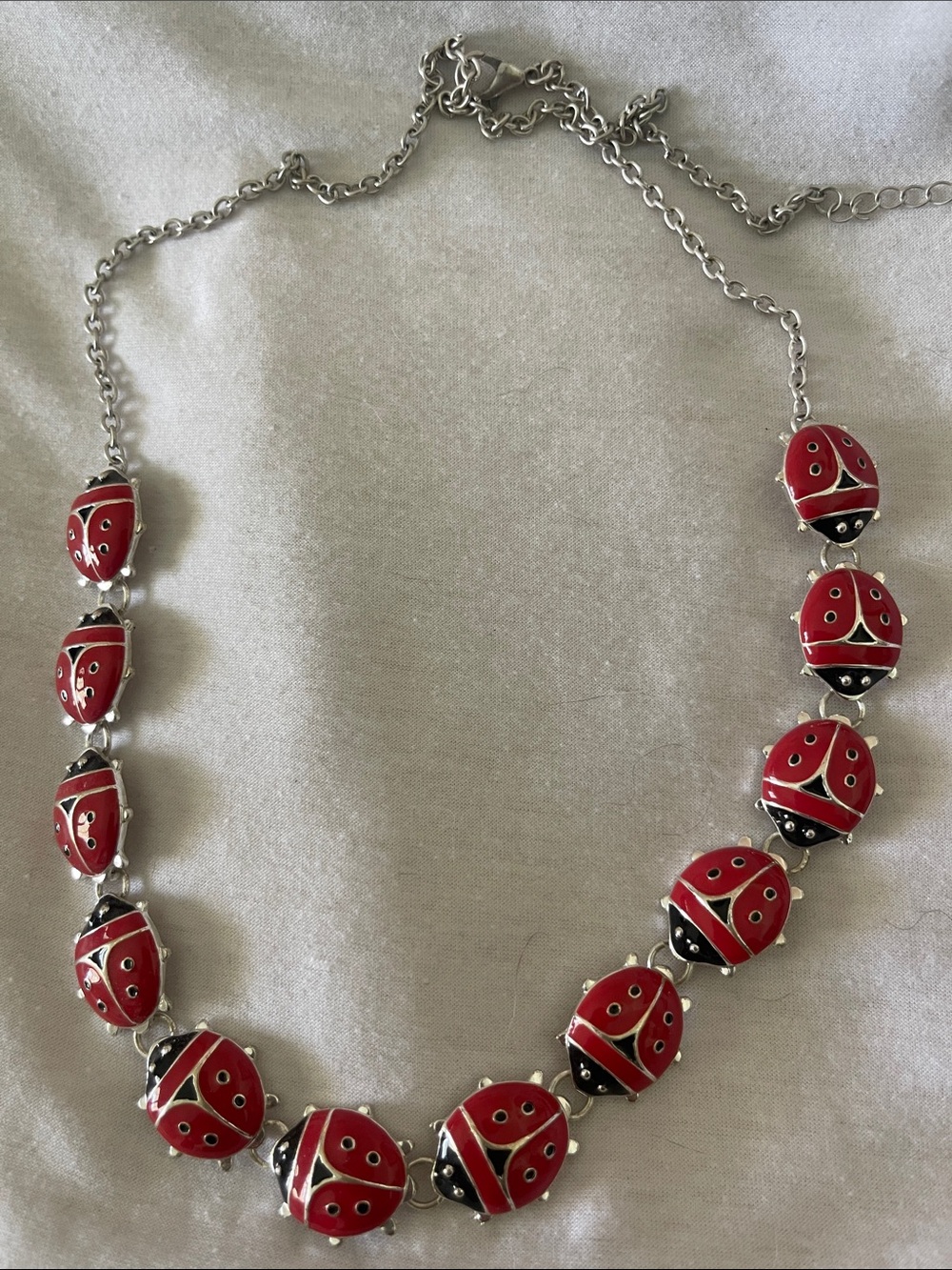 Red Ladybug Link Necklace - Women's Jewelry